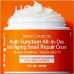 SeoulCeuticals Snail Mucin Moisturizer 97.5% – Korean Skin Care Snail Repair Cream – Day & Night Anti Aging K Beauty Skincare Cruelty Free 2oz