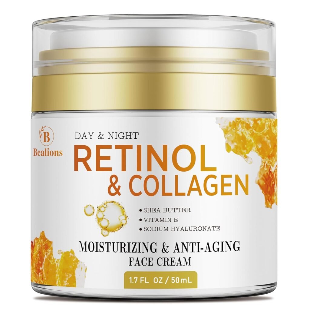 Retinol Cream for Face Anti Aging: Wrinkle Cream for Face Neck with Collagen Hyaluronic Acid – Night Moisturizer for Men Women – Facial Skin Care Gift for Mom Dad Sister